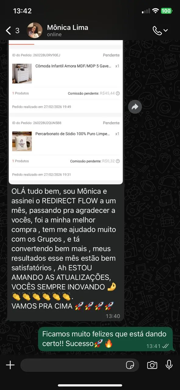 Depoimento de aluno Redirect Flow