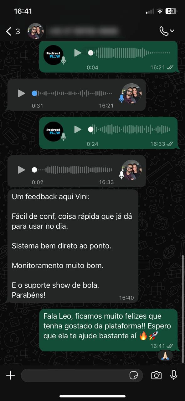 Depoimento de aluno Redirect Flow